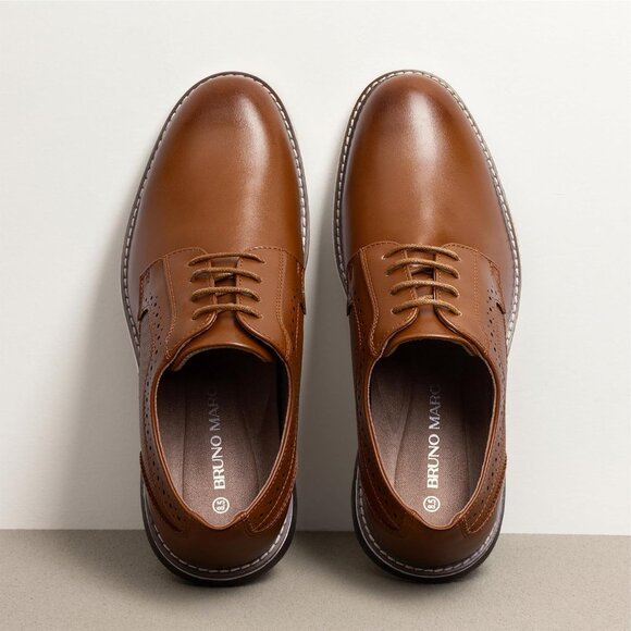 Bruno Marc Men's Brown Oxford Formal Business Dress Plain Lace UpToe Sneakers - Picture 2 of 9